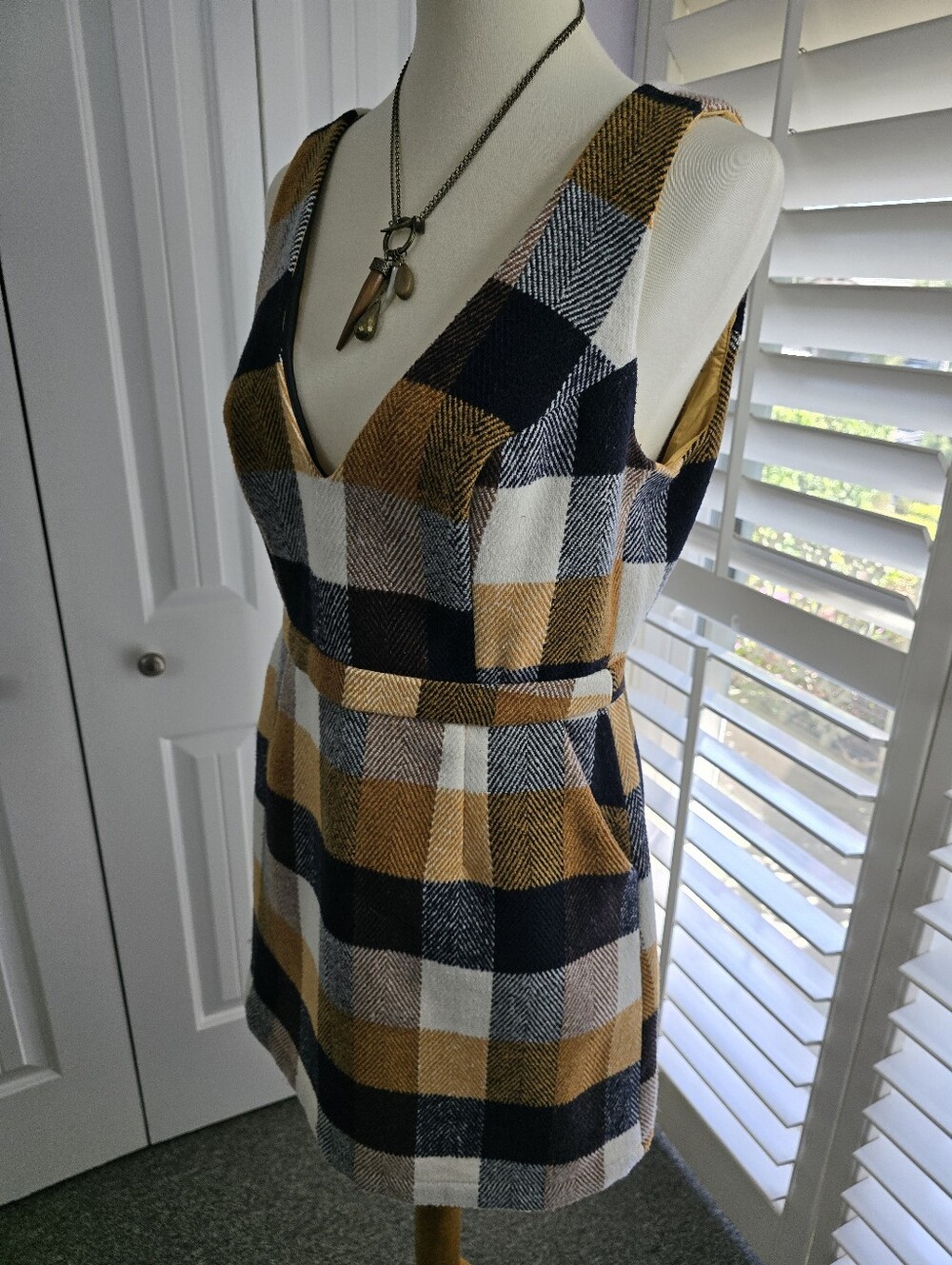 Lulu's Forever Classic Orange Multi Plaid Sleeveless Mini Dress - Picture 5 of 12